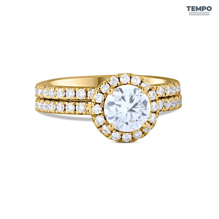 Anillo de Compromiso en Oro 10K – Halo Clásico con Moissanita - AC74 - Imagen 6