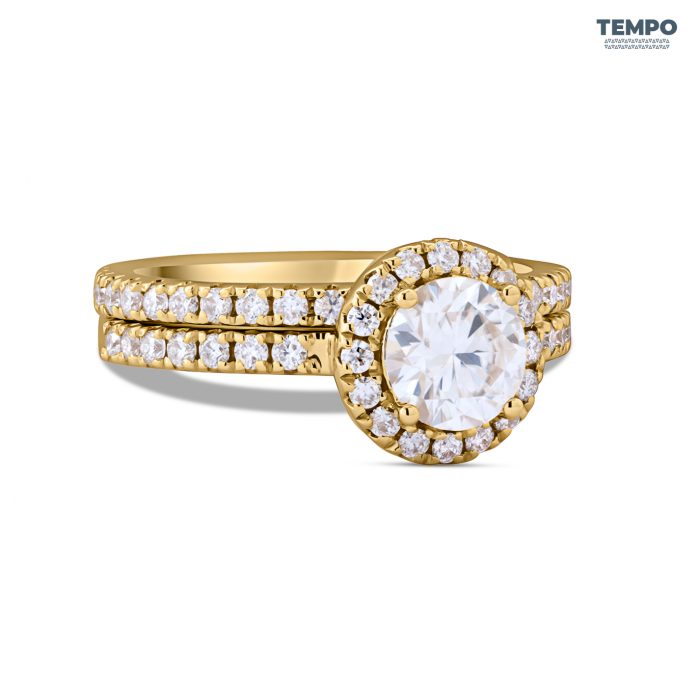 Anillo de Compromiso en Oro 10K – Halo Clásico con Moissanita - AC74 - Imagen 7