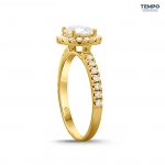Anillo de Compromiso en Oro 10K – Halo Clásico con Moissanita - AC74 - Imagen 8