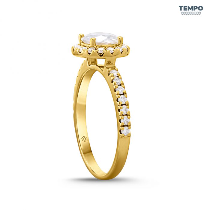 Anillo de Compromiso en Oro 10K – Halo Clásico con Moissanita - AC74 - Imagen 8