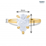 Anillo de Compromiso en Oro 10K – Corte Pera Gigante 8x12mm - AC73 - Imagen 2