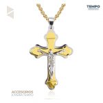 Collar de caballero – CRUZ REAL DORADA & PLATEADA   C80