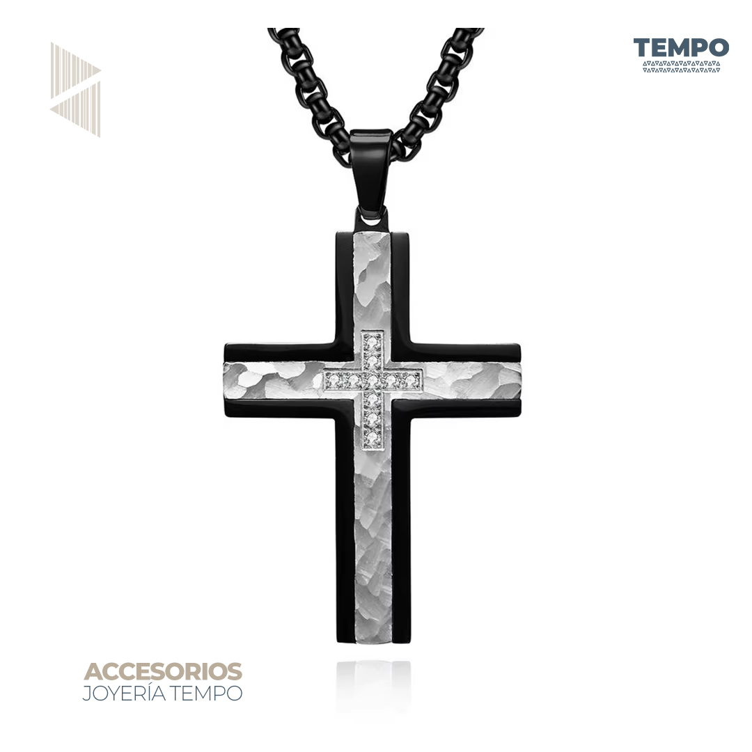 7 Collar de caballero – CRUZ BLACK HAMMERED LUX C84 - Imagen 1