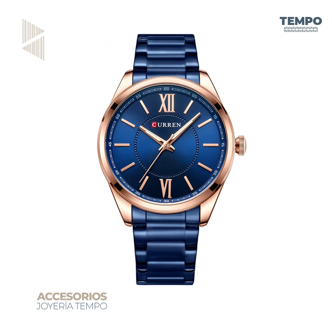 8 RELOJ MARCA CURREN – RC45 - METALICO AZUL - Imagen 1