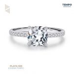 Anillos de compromiso - Plata 925  - AC77- CORTE CUSHION LISO