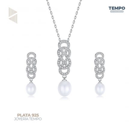 Conjunto de Plata 925 – Aritos y Collar – PERLAS– COP74