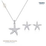 Conjunto de Plata 925 – Aritos y Collar – ESTRELLA– COP86
