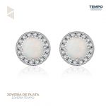 Aritos hecho de plata 925 - OPALO CIRCULAR-   AA159