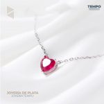 Collar de Plata 925 - COLLAR DE PLATA 925 –  COLLAR CORAZÓN ROSA MINIMALISTA - C186