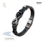 Pulsera de caballero – Infinito Cuero Negro  –  C159