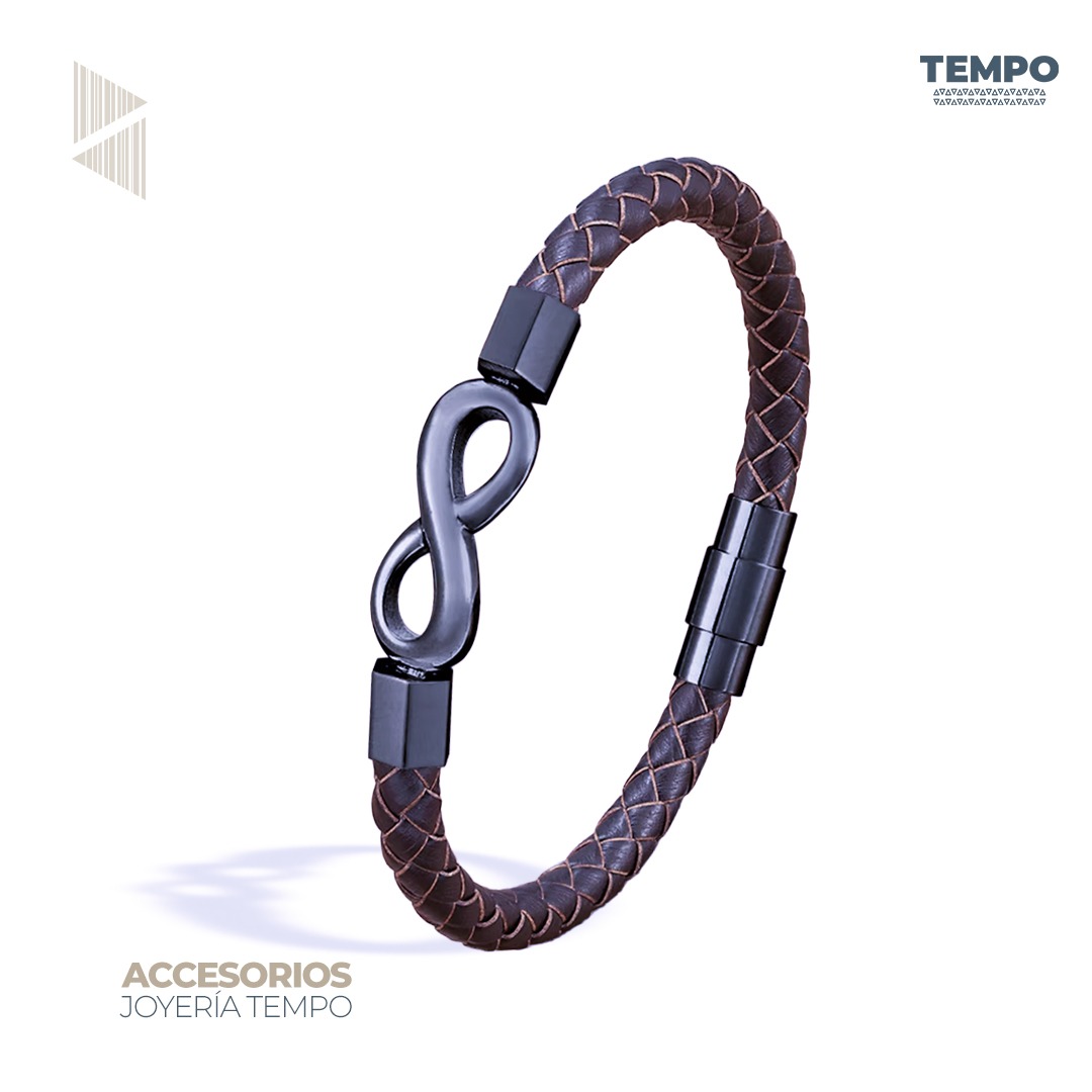 WhatsApp Image 2025-12-19 at 3.39.50 PM (11) Pulsera de caballero – Infinito Cuero Café – C168 - Imagen 1
