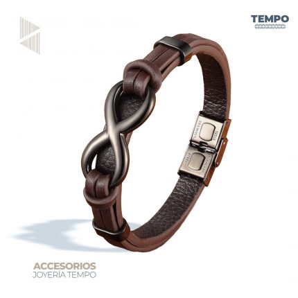 Pulsera de caballero – Infinito Cuero Café  –  C160
