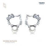 Aritos hecho de plata 925 - PERLA HELLO KITTY   AA156