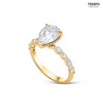 Anillo Aura Pera Deluxe – Oro corte pera 7x11mm, halo oculto y detalles exclusivos – AC77 - Imagen 10