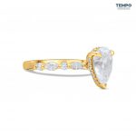Anillo Aura Pera Deluxe – Oro corte pera 7x11mm, halo oculto y detalles exclusivos – AC77 - Imagen 4