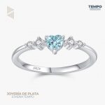 Anillo de promesa – PLATA 925 -  CORAZÓN CELESTE-  AP54
