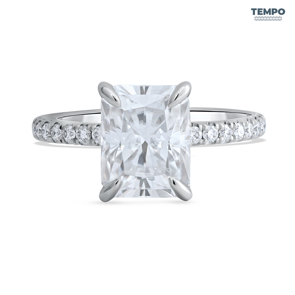 DSC_0096 copy-1 Anillo Radiante Pavé Deluxe – Oro con piedra radiante 8x10 mm y halo oculto – AC84 - Imagen 1