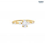 Anillo Oval Flora – Oro con piedra oval 5x7 mm, cuerpo floral y halo oculto – AC87 - Imagen 2