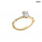 Anillo Oval Flora – Oro con piedra oval 5x7 mm, cuerpo floral y halo oculto – AC87 - Imagen 8