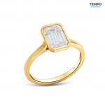 Anillo Esmeralda Bisel – Oro con piedra corte esmeralda 6x8 mm – AC80 - Imagen 8