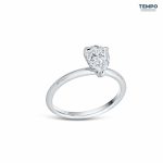 Anillo Solitario Pera Halo Oculto – Oro blanco con piedra pera 6x9 mm y puente pavé – AC82 - Imagen 8