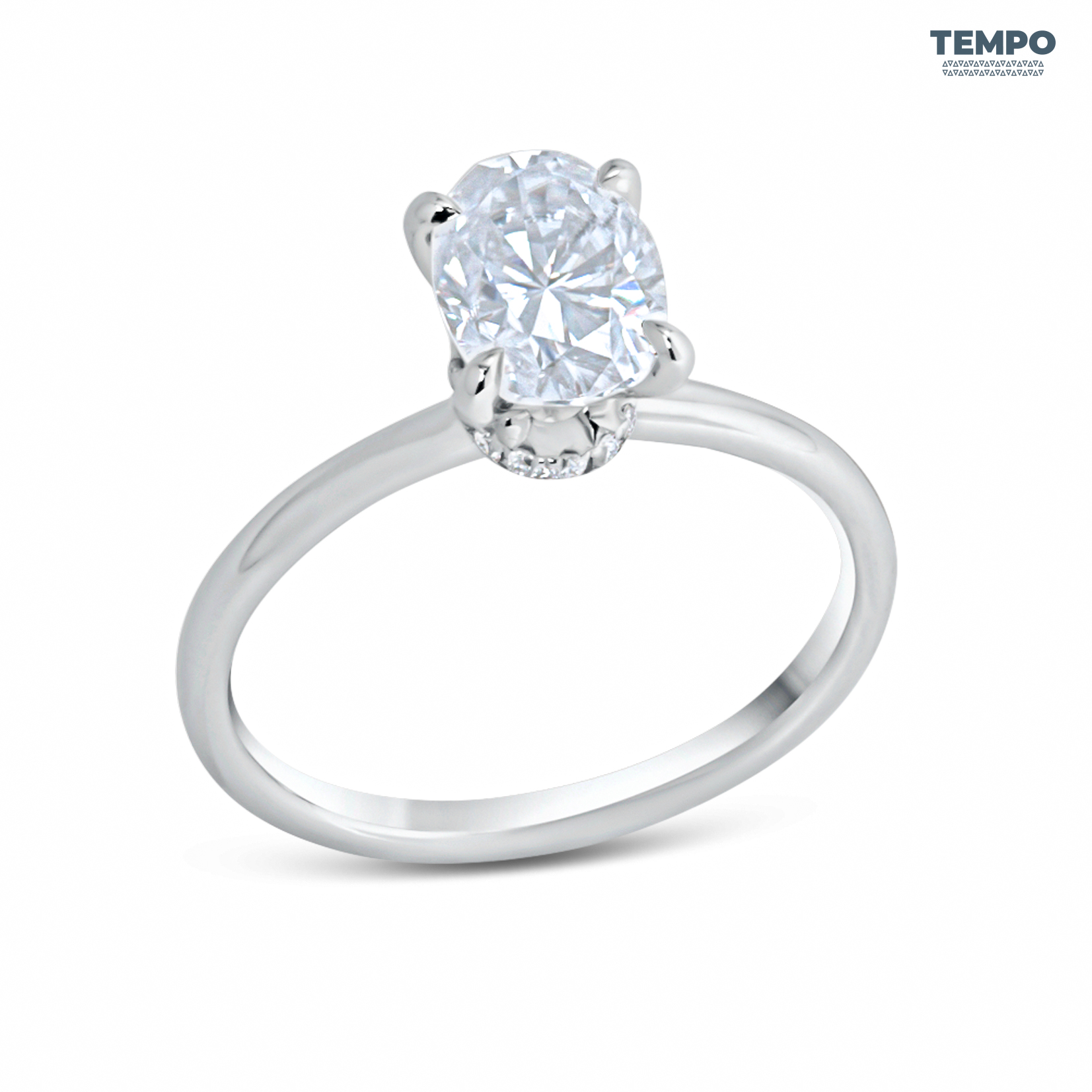 Stacked from 30 images. Method=B (R=8,S=4) Anillo Oval Pavé Deluxe – Oro con piedra oval 7x9 mm y engaste oculto pavé – AC81 - Imagen 1