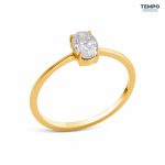 Anillo Solitario Oval – Oro con moissanita oval 4x6 mm y aro ultradelgado – AC78 - Imagen 5