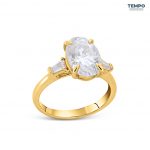 Anillo Oval Trapezio – Oro con piedra oval y acentos trapezoidales – AC88 - Imagen 5