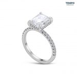 Anillo Radiante Pavé Deluxe – Oro con piedra radiante 8x10 mm y halo oculto – AC84 - Imagen 6