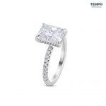 Anillo Radiante Pavé Deluxe – Oro con piedra radiante 8x10 mm y halo oculto – AC84 - Imagen 7