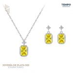 Conjunto de Plata 925 – Aritos y Collar – GEMA AMARILLA COP90