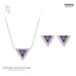 Conjunto de Plata 925 – Aritos y Collar – TRIANGULO MORADO COP91