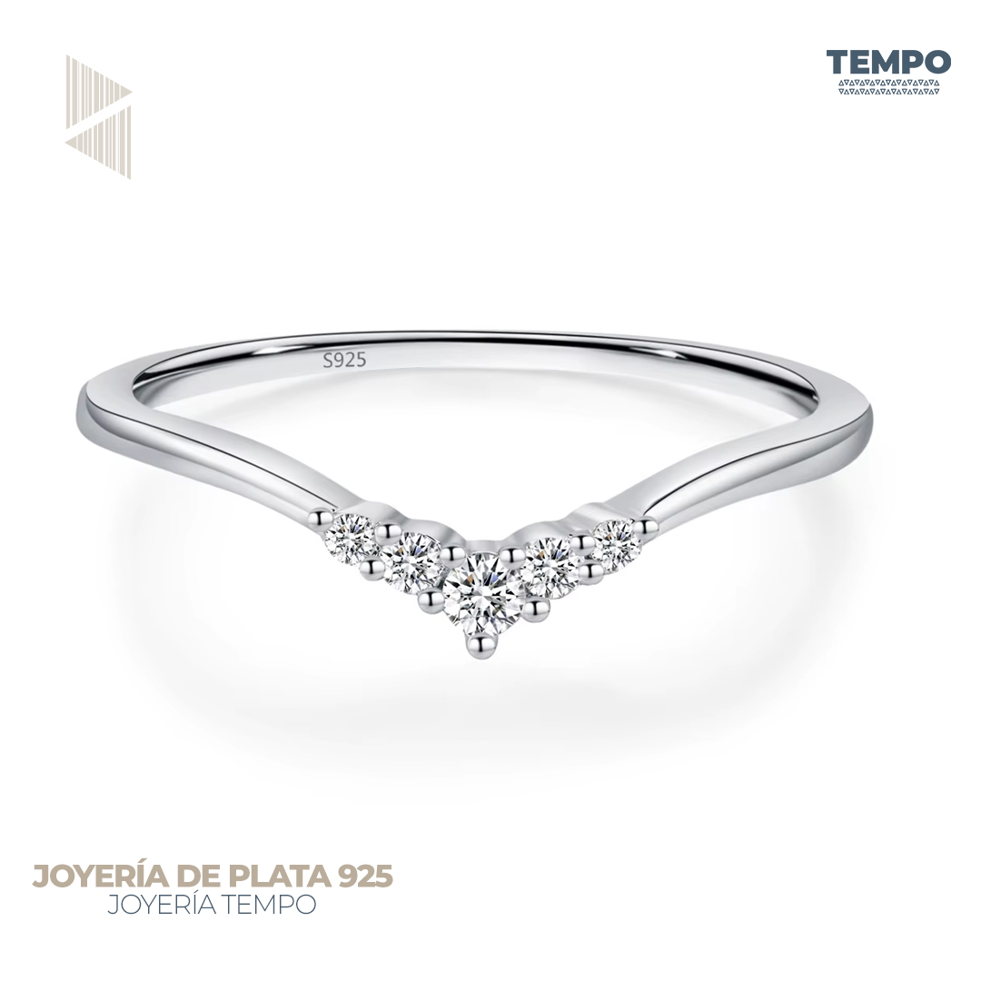 8 ANILLO HECHO DE PLATA 925 - CHURUMBELA DE PLATA TIARA CIRCONIAS EN PUNTA - AB20 - Imagen 1