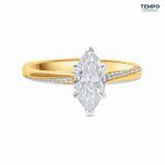 Anillo Marquesa Pavé Bicolor – Oro con piedra corte marquesa y detalles en oro blanco – AC89