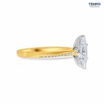 Anillo Marquesa Pavé Bicolor – Oro con piedra corte marquesa y detalles en oro blanco – AC89 - Imagen 5