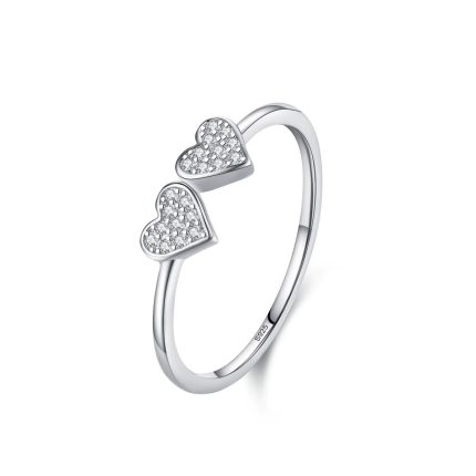 Anillo de promesa – PLATA 925 - DOS CORAZONES -  AP55
