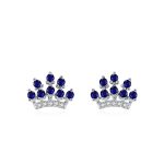 Aritos hecho de plata 925  - CORONA GEMAS AZULES  AA170
