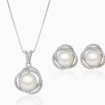 Conjunto de Plata 925 – Aritos y Collar – PERLA  – COP94